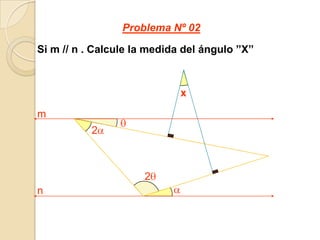 Si m // n . Calcule la medida del ángulo ”X”xm22nProblema Nº 02