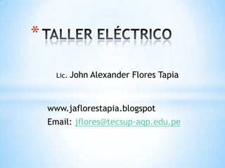 *

      Lic. John   Alexander Flores Tapia


    www.jaflorestapia.blogspot
    Email: jflores@tecsup-aqp.edu.pe
 