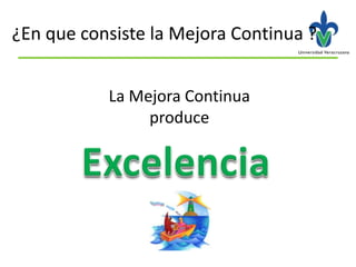 ¿En que consiste la Mejora Continua ?


           La Mejora Continua
                produce
 