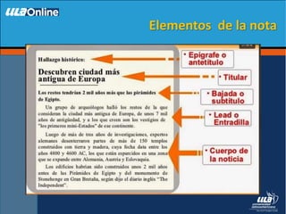 Elementos de la nota
 