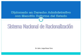 Dr. Adm. Jorge Bravo Toro Sistema Nacional de Racionalización 