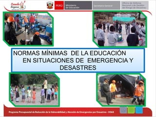 NORMAS MÍNIMAS DE LA EDUCACIÓN
EN SITUACIONES DE EMERGENCIA Y
DESASTRES
 