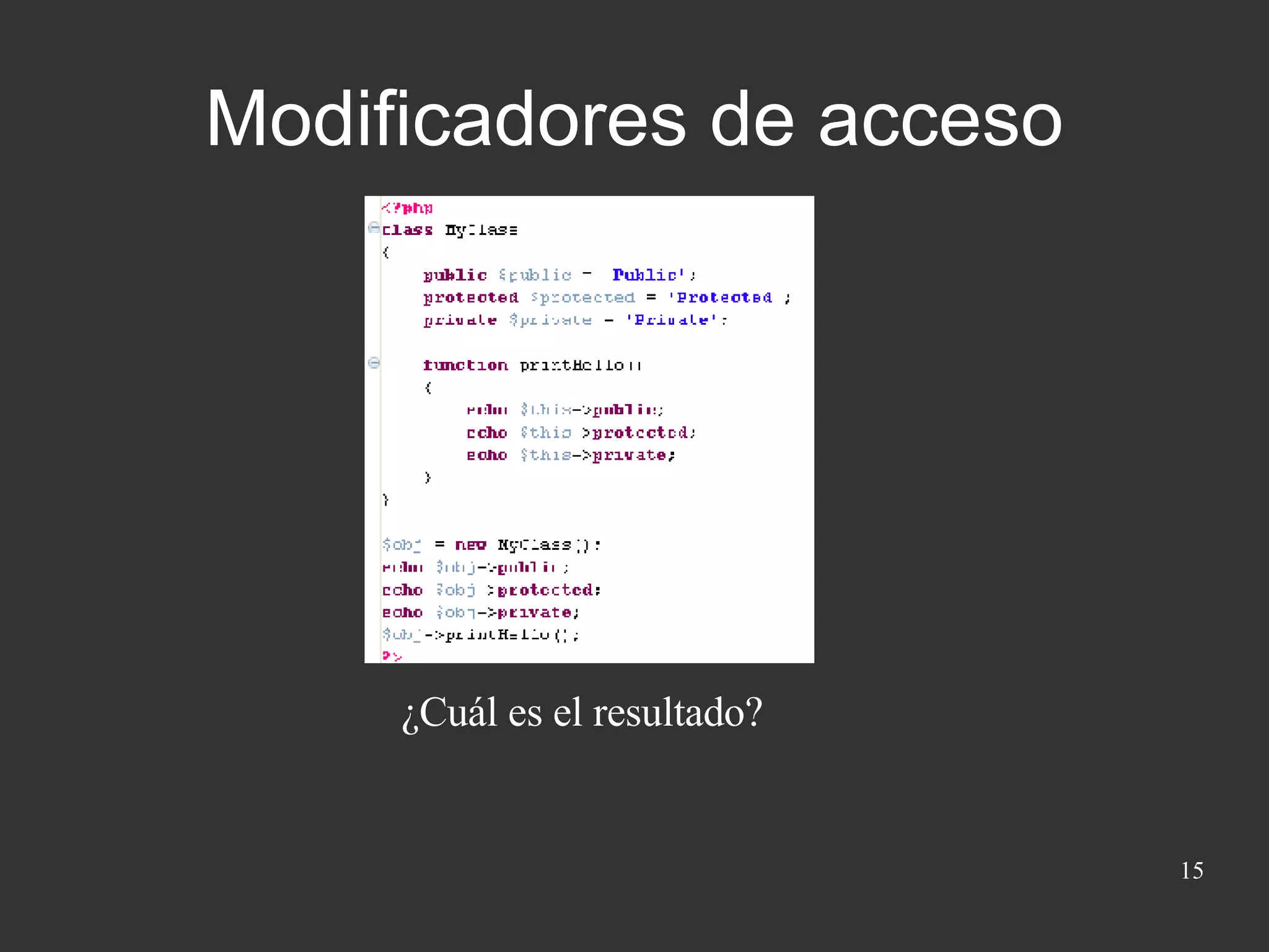 Modificadores de acceso ¿Cuál es el resultado? 