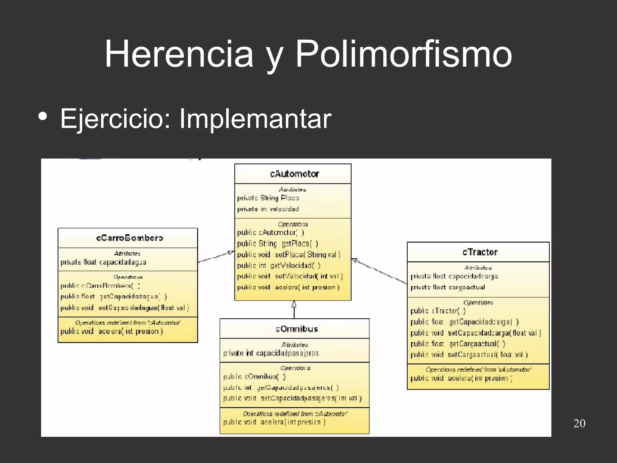 Ejercicio: Implemantar Herencia y Polimorfismo 