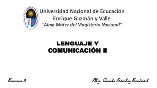 Mg. Pamela Sánchez Sandoval
Semana 3
LENGUAJE Y
COMUNICACIÓN II
 