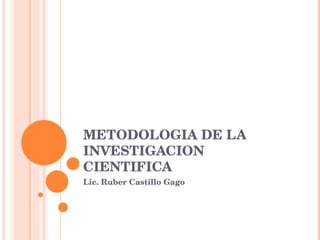 METODOLOGIA DE LA INVESTIGACION CIENTIFICA Lic. Ruber Castillo Gago 