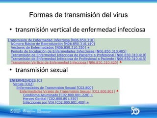 Formas de transmisión del virus
• transmisión vertical de enfermedad infecciosa
• transmisión sexual
 
