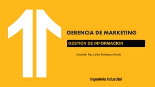 Ingeniería Industrial
GERENCIA DE MARKETING
GESTION DE INFORMACION
Docente: Mg. Carlos Rodriguez Ávalos
 