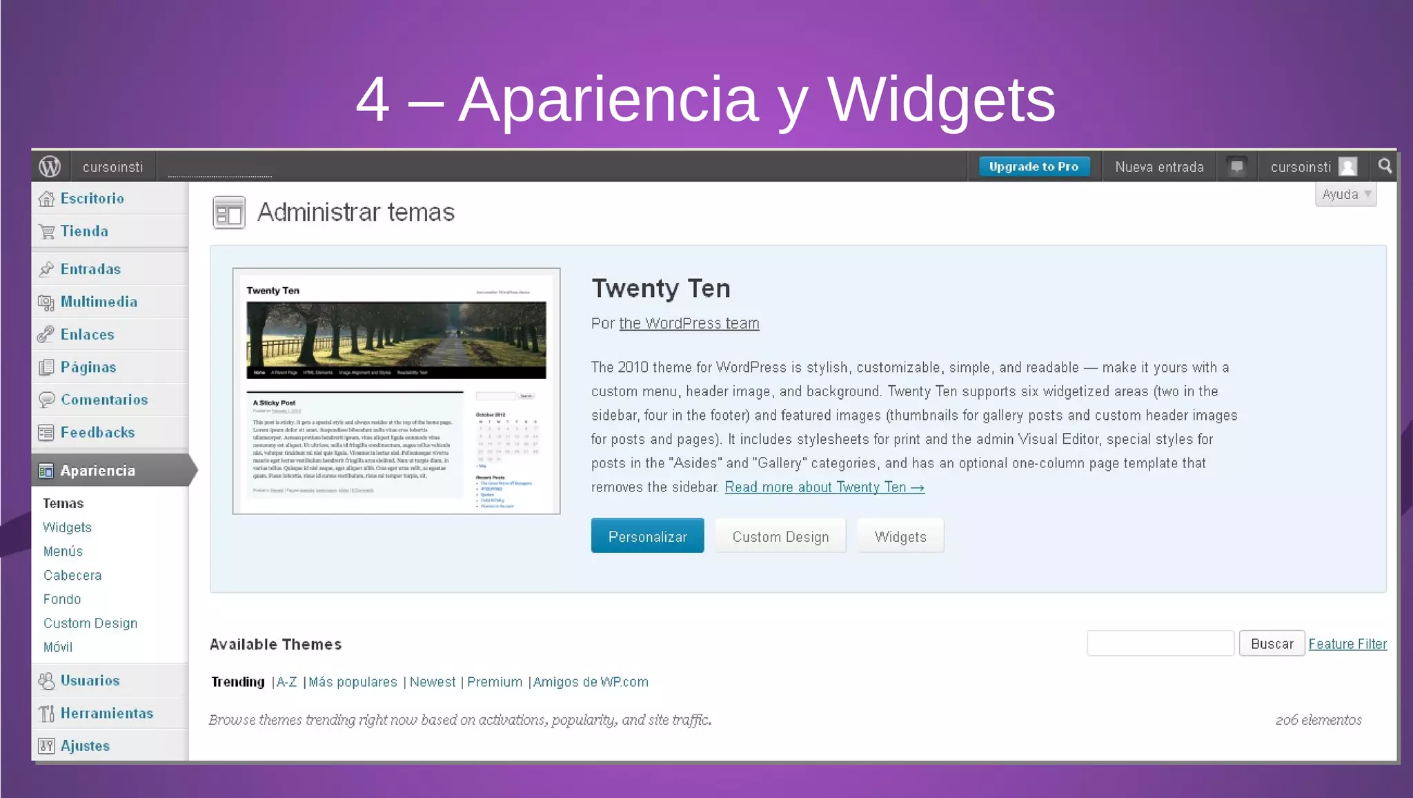4 – Apariencia y Widgets
 
