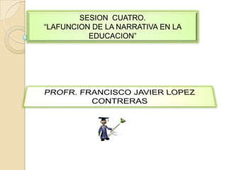 SESION  CUATRO. “LAFUNCION DE LA NARRATIVA EN LA EDUCACION”  PROFR. FRANCISCO JAVIER LOPEZ CONTRERAS  