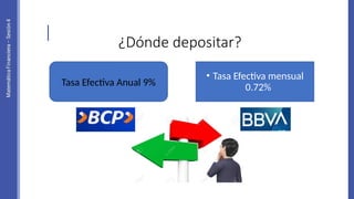 ¿Dónde depositar?
Tasa Efectiva Anual 9%
• Tasa Efectiva mensual
0.72%
 