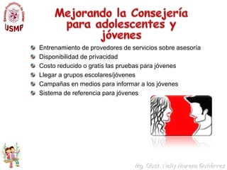  Proveedores que muestran actitudes no discriminatorias basadas en sexo , edad, raza , estado civilProveedores  de  salud  Insumos Servicios Materiales educativos. Fortalecimiento de capacidades personal de salud -Servicios diferenciados, amigables y completos- Campañas de promoción de la salud sexual   en la comunidad