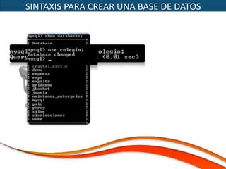 SINTAXIS PARA CREAR UNA BASE DE DATOS
 