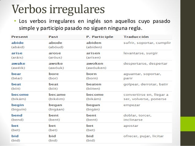 Lista De Verbos Regulares En Ingles Los Verbos Regulares Son Aquellos