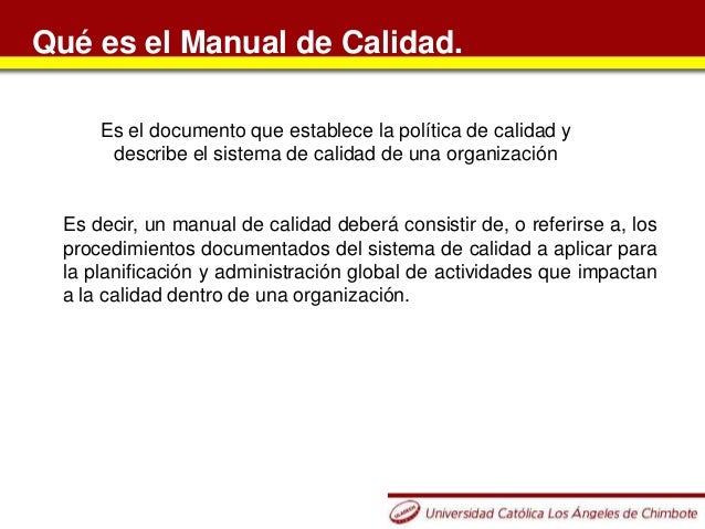 Que Es Un Manual De Calidad Pdf