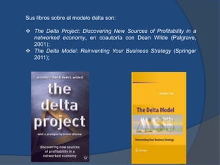 Sus libros sobre el modelo delta son:
 The Delta Project: Discovering New Sources of Profitability in a
networked economy...