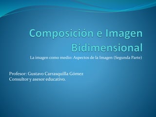 La imagen como medio: Aspectos de la Imagen (Segunda Parte)
Profesor: Gustavo Carrasquilla Gómez
Consultor y asesor educativo.
 