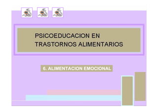 6. ALIMENTACION EMOCIONAL




                            6. ALIMENTACION EMOCIONAL




                                       http://maria-calado.blogspot.com/p/psicoeducacion-y-autoayuda-en.html

Calado (2010). Trastornos alimentarios: Guías de psicoeducación y autoayuda. Madrid: Pirámide
 