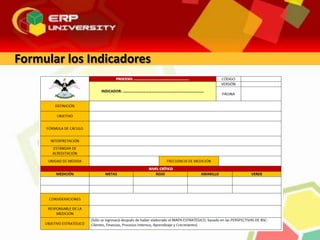 Formular los Indicadores
 