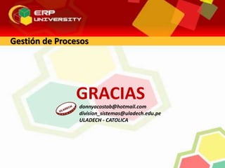 Gestión de Procesos
GRACIASdonnyacostab@hotmail.com
division_sistemas@uladech.edu.pe
ULADECH - CATOLICA
 