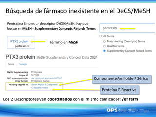 Los 2 Descriptores van coordinados con el mismo calificador: /ef farm
Búsqueda de fármaco inexistente en el DeCS/MeSH
Pent...