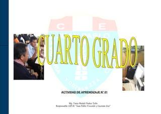 ACTIVIDAD DE APRENDIZAJE N° 01



            Mg. Tania Medali Nuñez Tello
Responsable AIP-IE “Juan Pablo Vizcardo y Guzmán Zea”
 