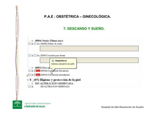 Hospital de Alta ResoluciHospital de Alta Resolucióón de Guadixn de Guadix
7. DESCANSO Y SUEÑO.
P.A.E : OBSTÉTRICA – GINECOLÓGICA.
 