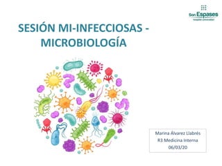 Marina Álvarez Llabrés
R3 Medicina Interna
06/03/20
SESIÓN MI-INFECCIOSAS -
MICROBIOLOGÍA
 