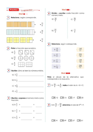 SESION DE APRENDIZAJE APRENDEMOS A RECONOCER NÚMEROS MIXTOS 6TO GRADO ...