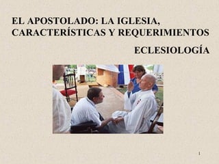 EL APOSTOLADO: LA IGLESIA,
CARACTERÍSTICAS Y REQUERIMIENTOS
ECLESIOLOGÍA

1

 