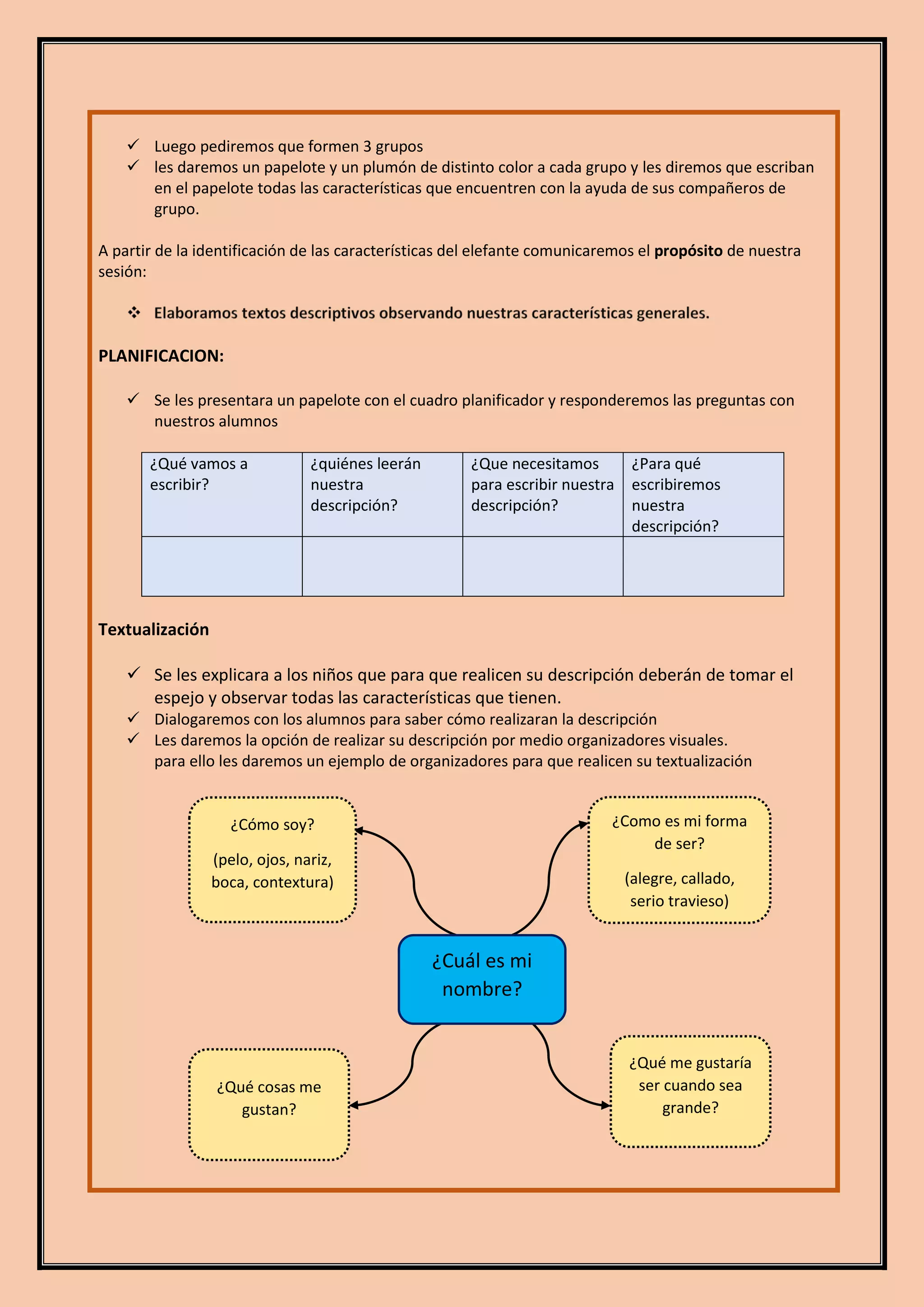 Textp Prescriptivo Sesion de un texto descriptivo | PDF