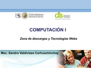 COMPUTACIÓN I
            Zona de descargas y Tecnologías Webs



Msc. Sandra Valdiviezo Carhuachinchay
 