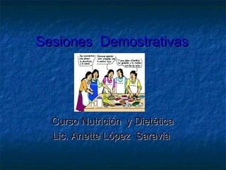 Sesiones DemostrativasSesiones Demostrativas
Curso Nutrición y DietéticaCurso Nutrición y Dietética
Lic. Anette López SaraviaLic. Anette López Saravia
 