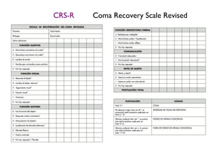 Crs R Score Sesion estados alterados conciencia | PPT