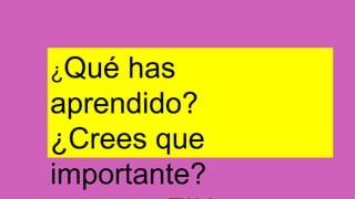¿Qué has
aprendido?
¿Crees que
importante?