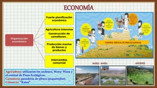 Agricultura: utilizaron los andenes, Waru- Waru y
el control de Pisos Ecológicos.
Ganadería: ganadería de altura (auquénidos)
Comercio: “Katus”
 