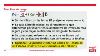 Modelo CAPM – Expositor: Mirko Ramos
28
Tasa libre de riesgo
 