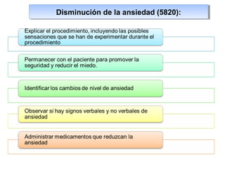 Disminución de la ansiedad (5820):Disminución de la ansiedad (5820):
 