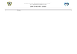 “AÑO DE LA RECUPERACIÓN y CONSOLIDACIÓN DE LA ECONOMIA PERUANA"
INSTITUCIÓN EDUCATIVA PÚBLICA N° 20537
“ANDRÉS AVELINO CÁCERES” – ANTIOQUIA
visible.
 