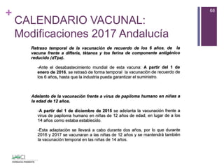 +
CALENDARIO VACUNAL:
Modificaciones 2017 Andalucía
68
 