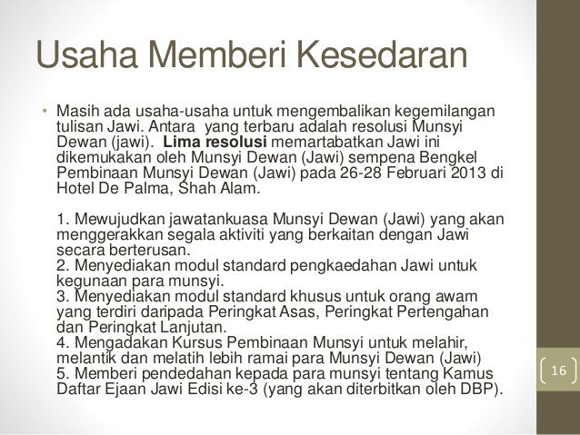 Sesi Pertama: Pengenalan Tulisan Jawi di Malaysia