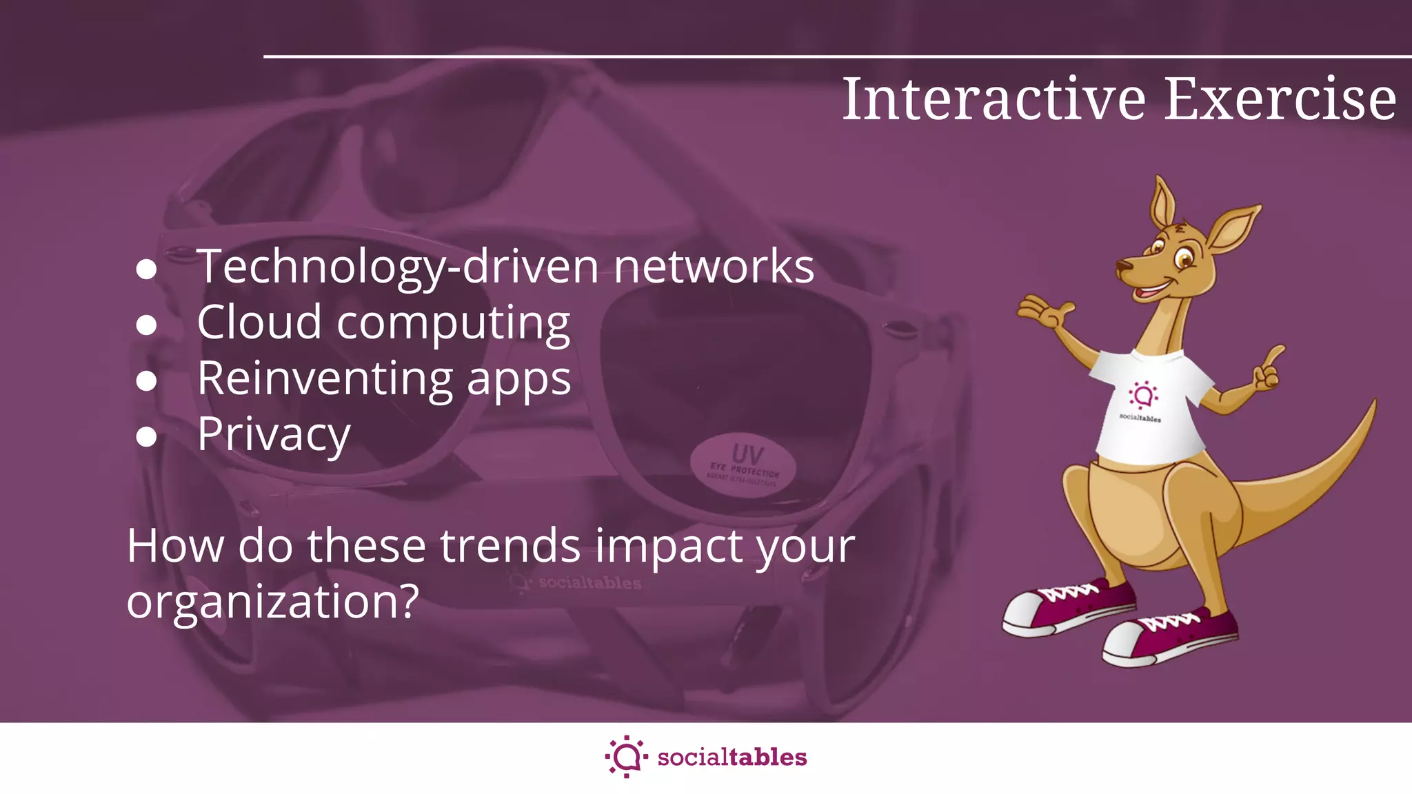 #HashtagDate
Interactive Exercise
● Technology-driven networks
● Cloud computing
● Reinventing apps
● Privacy
How do these trends impact your
organization?
 