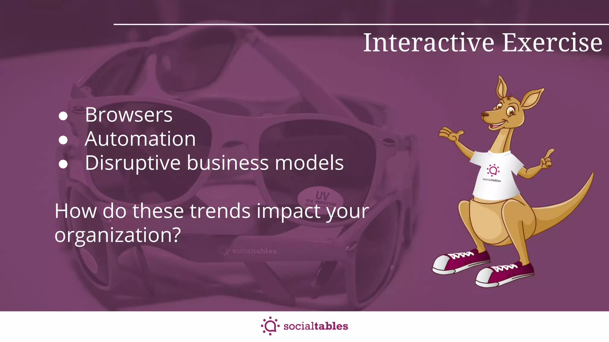 #HashtagDate
Interactive Exercise
● Browsers
● Automation
● Disruptive business models
How do these trends impact your
organization?
 