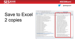 @mikegracen
#SESMiami
Save to Excel
2 copies
 