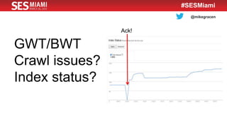 @mikegracen
#SESMiami
GWT/BWT
Crawl issues?
Index status?
Ack!
 