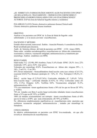 Se sobretata farmacológicamente alos pacientes con epoc