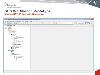 © Telespazio VEGA Deutschland
SCS Workbench Prototype
27
Mission SETUP, Scenario, Simulation
System Concept Simulation for Concurrent Engineering 24/03/2015
 