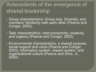 Shared leadership in teams and organizations | PPTX