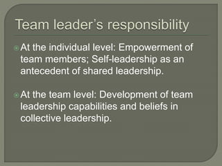 Shared leadership in teams and organizations | PPTX