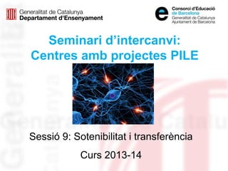 Seminari d’intercanvi:
Centres amb projectes PILE
Sessió 9: Sotenibilitat i transferència
Curs 2013-14
 